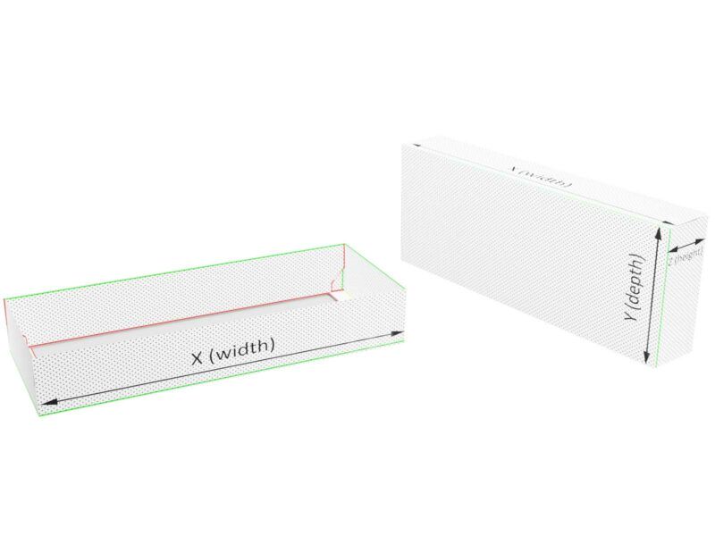 Double wall lid box - render with dimensions