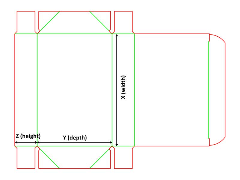 Four-corner box - box layout with dimensions